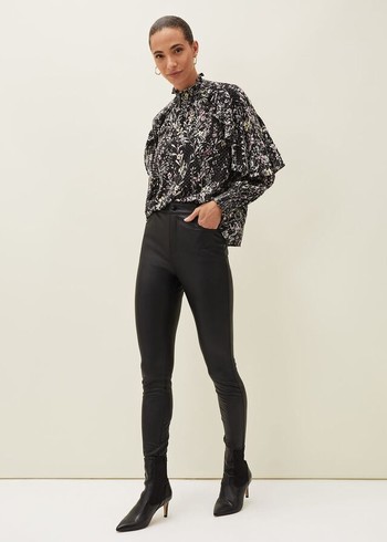 Phase Eight Kristina Faux Leather Skinny Jeans Black Canada | GQDLTZ-425